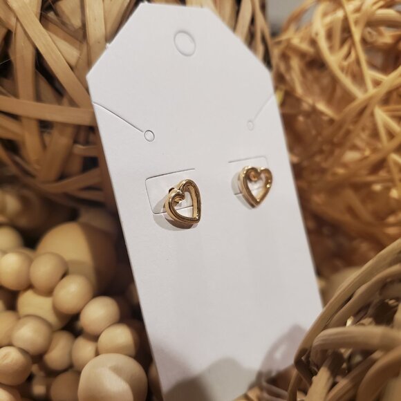 Gold Heart Earrings 0040 - Picture 3 of 3